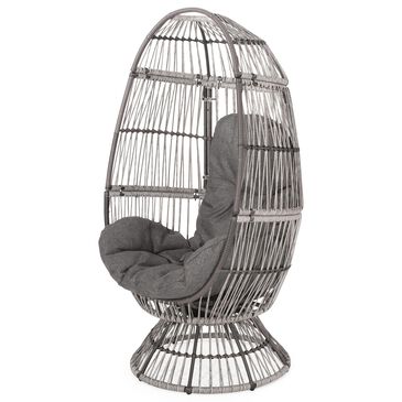Hearth and Haven Reseda Patio Swivel Egg Chair with Dark Grey Cushion in Taupe, , large