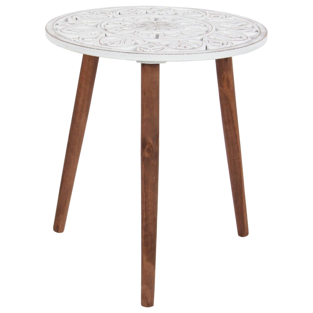 Maple and Jade Contemporary Wood Accent Table in White, , large