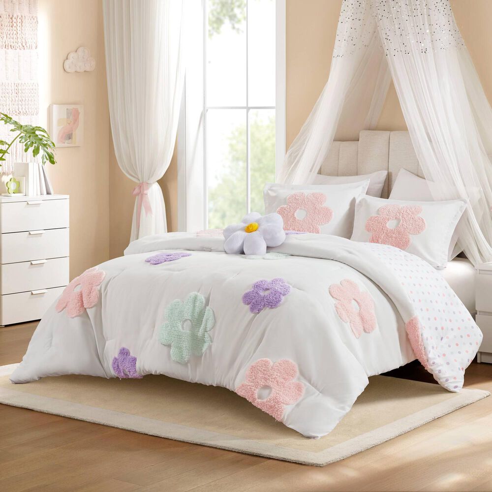 Hampton Park Gracie 4-Piece Full/Queen Comforter Set in White and Purple, , large