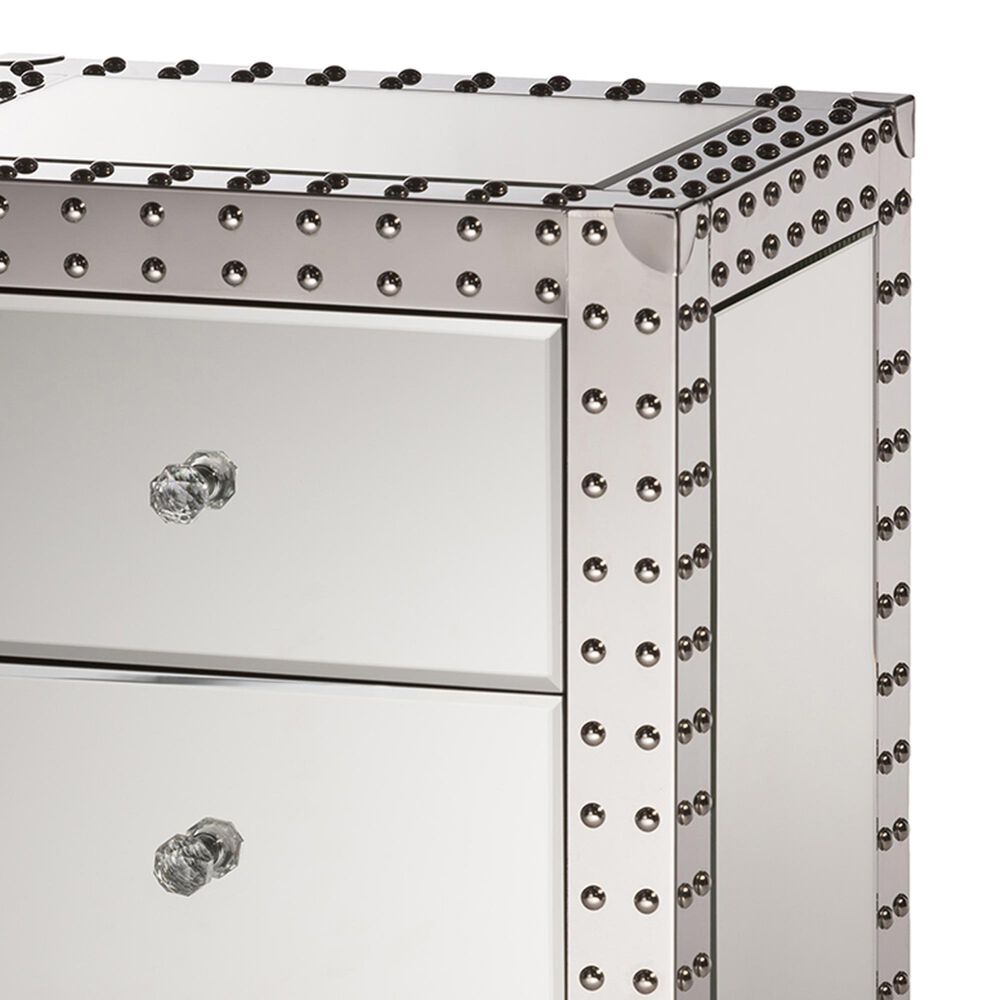 Baxton Studio Azura Mirrored End Table in Silver, , large