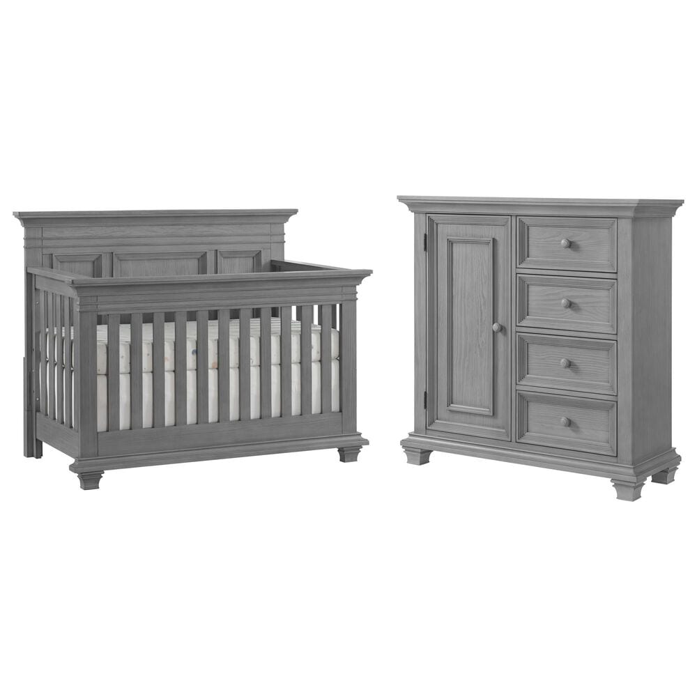 Oxford Baby Weston 2-Piece Crib and Dresser Nursery Set in Dusk Gray, , large