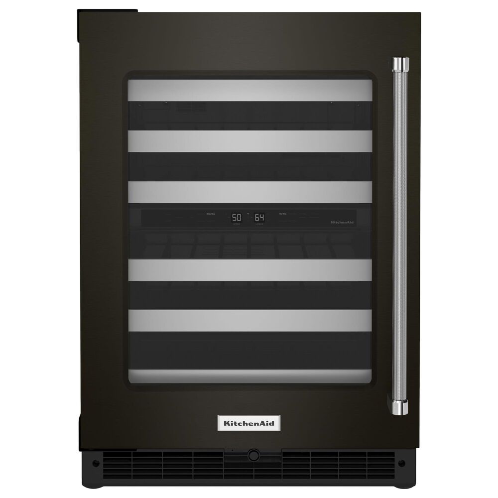 KitchenAid 24" Undercounter Wine Cellar with Left Hinge, Metal-Front Racks in Black Stainless Steel, , large