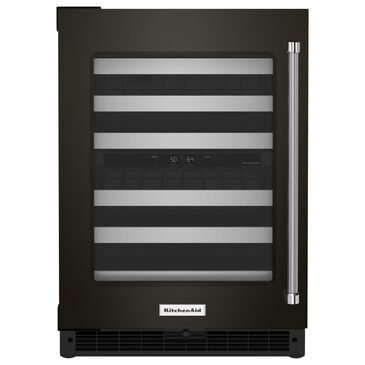 KitchenAid 24" Undercounter Wine Cellar with Left Hinge, Metal-Front Racks in Black Stainless Steel, , large