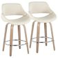LumiSource Fabrico 26" Swivel Fixed-Height Counter Stool with Cream Noise Fabric Upholstery in Chrome and Whitewashed (Set of 2), , large
