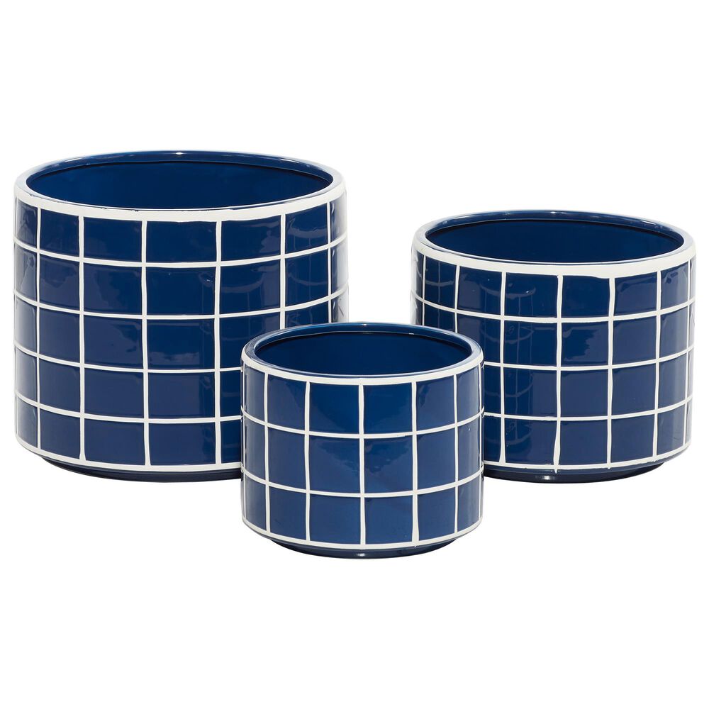 Maple and Jade 9" x 12" Coastal Planter in Blue and White (Set of 3), , large