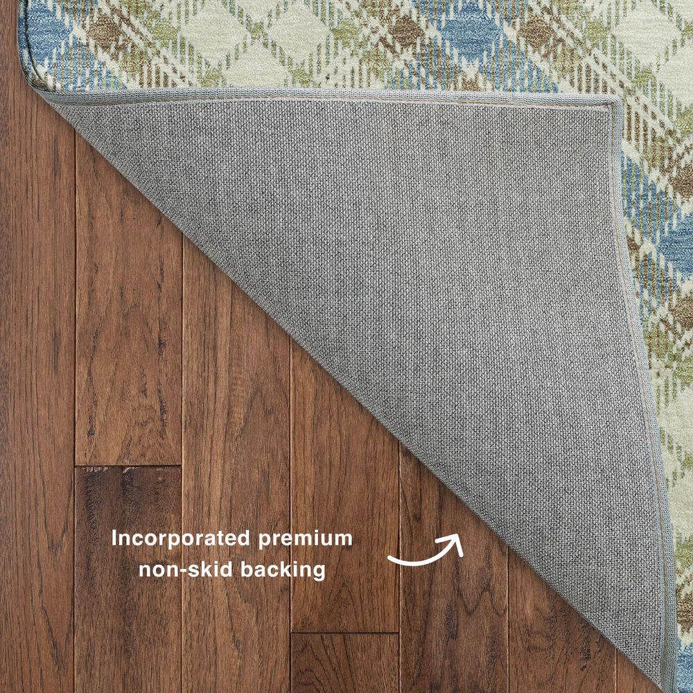 Dalyn Rug Company Soft Essentials Plaid Blue 2'3" x 7'6" Indoor/Outdoor Runner, , large