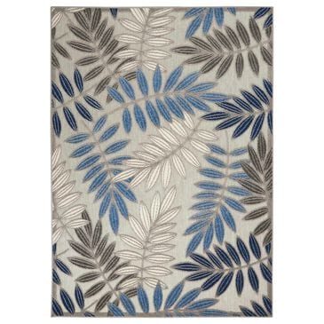 Nourison Aloha Floral 5"3" x 7"5" Grey and Blue Indoor/Outdoor Area Rug, , large