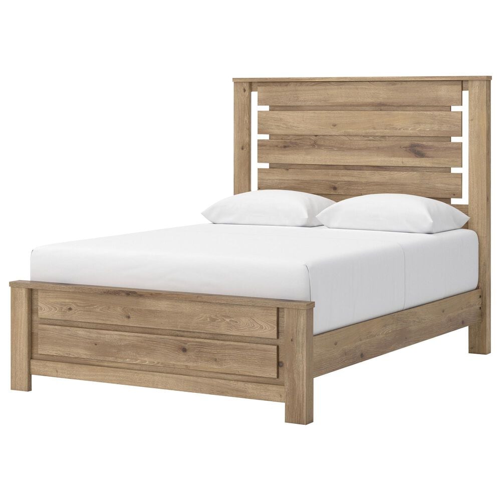 Ashley Brozmont Queen Panel Platform Bed in Natural Brown, , large