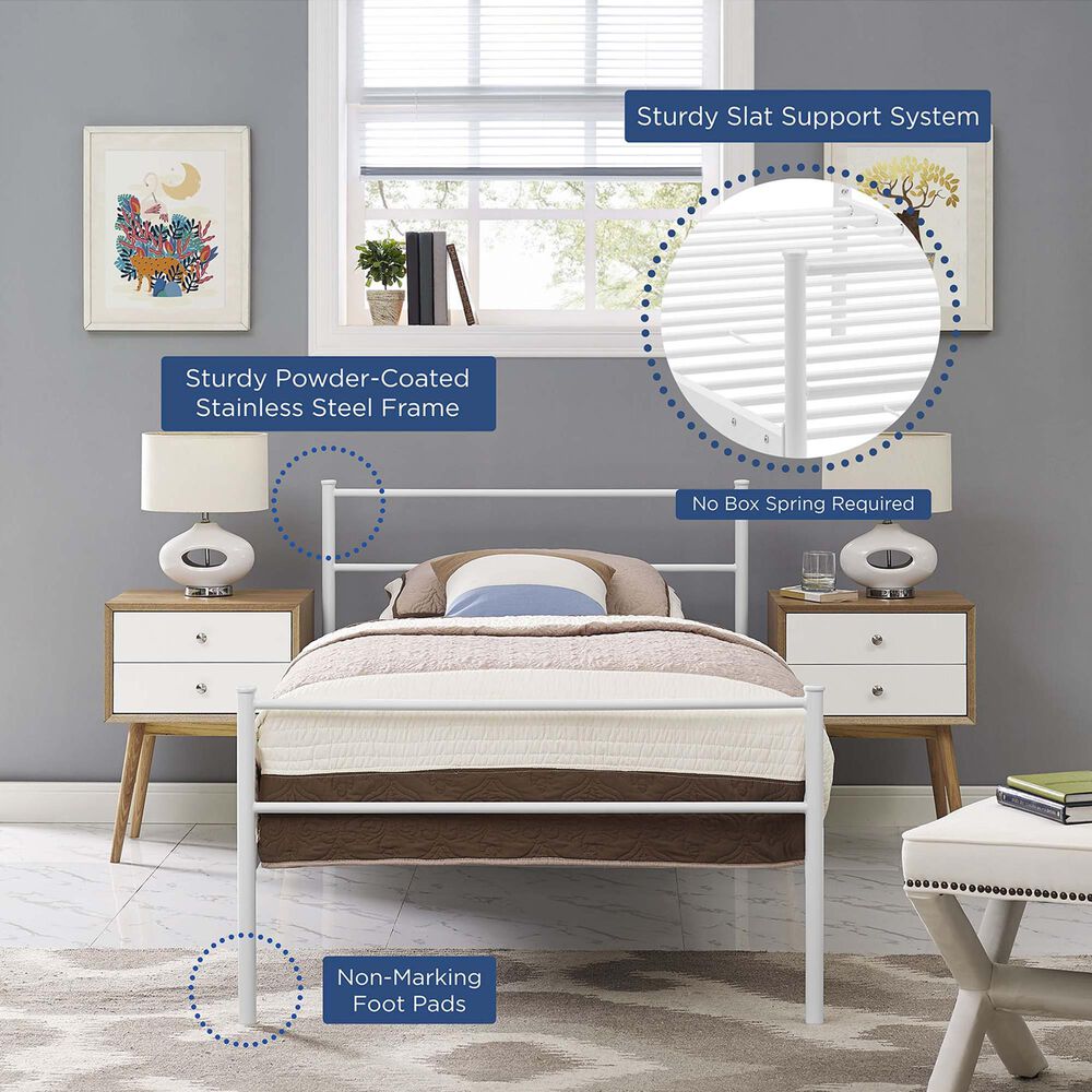Modway Alina Twin Platform Bed Frame in White, , large
