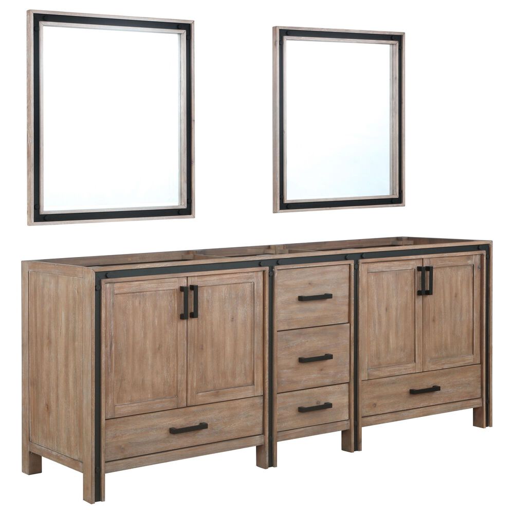 Lexora Home Ziva 84" Double Bathroom Vanity and Mirrors in Rustic Barnwood, , large