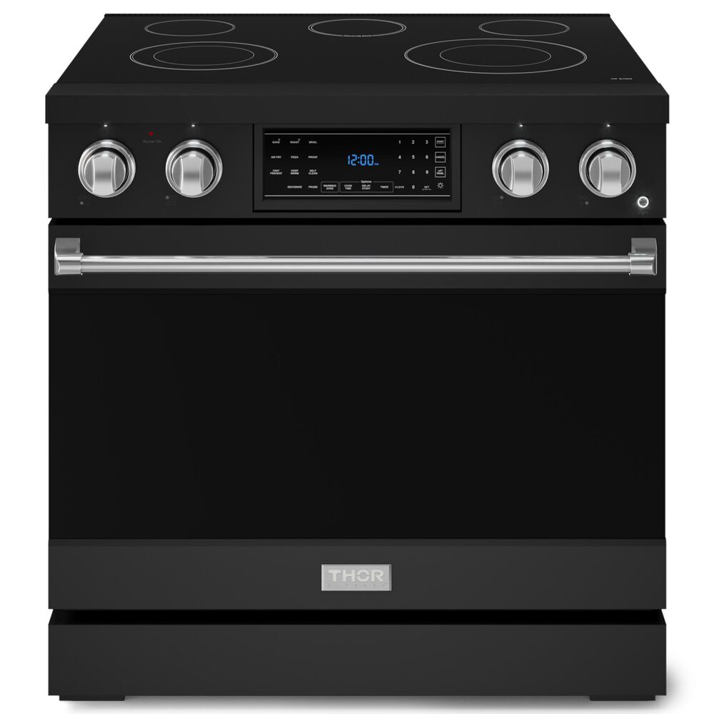 Thor Kitchen Gordon Ramsay 6 Cu. Ft. 36" Professional Electric Range with Stainless Steel Handle Kit in Black, , large