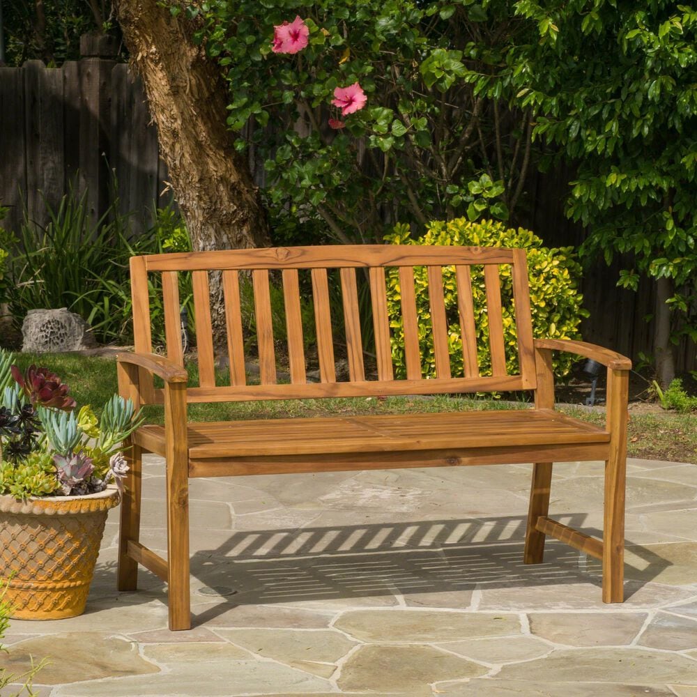 Hearth and Haven Loja Patio Bench in Teak, , large