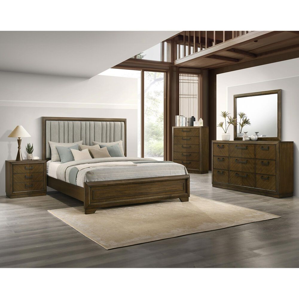 Crown Mark Lakecrest 4 Piece Queen Bedroom Set in Medium Brown, , large