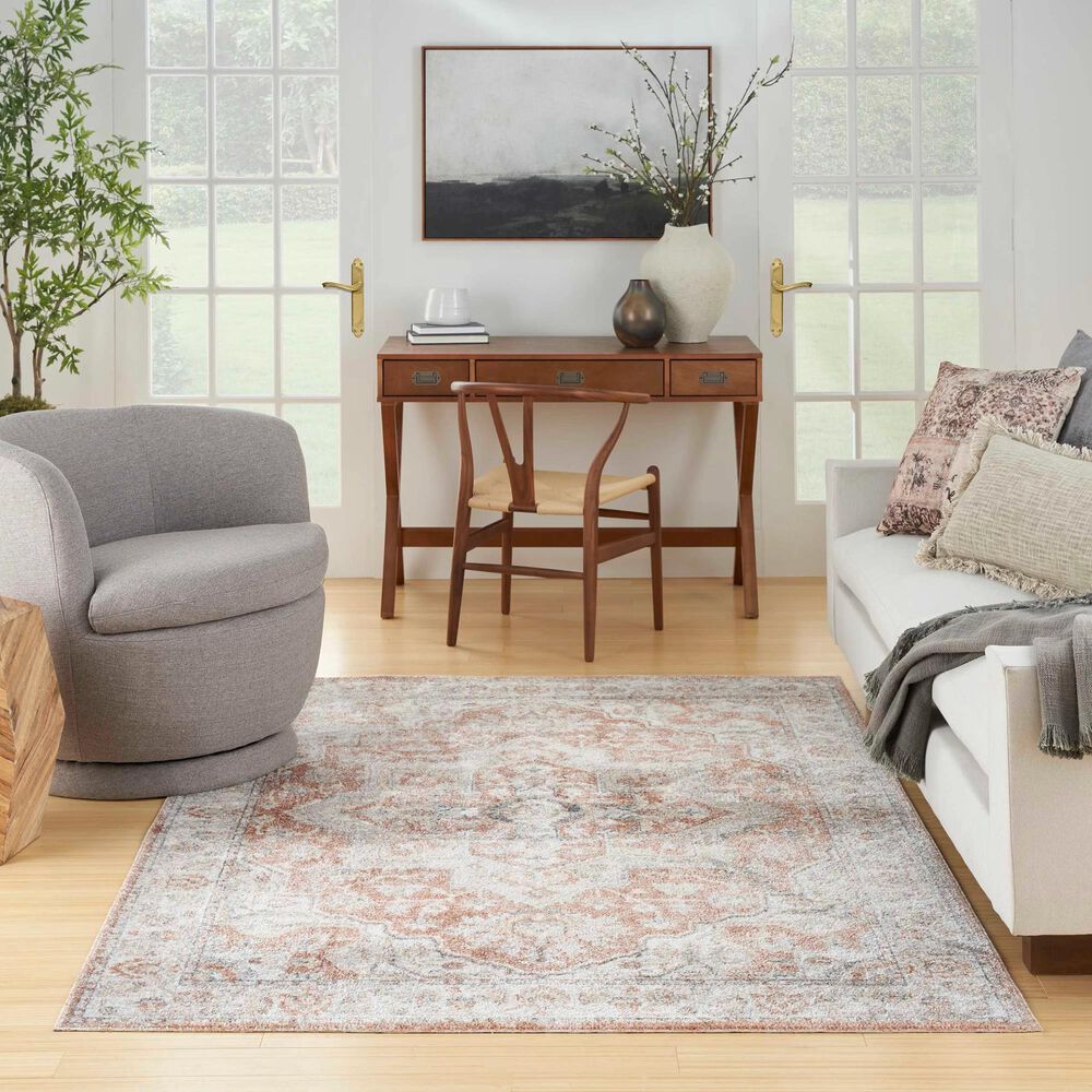 Nourison Astra Machine Washable 5&#39;3&quot; x 7&#39; Gold and Multicolor Area Rug, , large