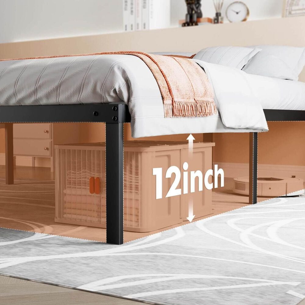 Hearth and Haven Full Heavy Duty Metal Bed Frame in Black, , large