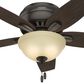 Hunter Newsome Low Profile 42" Ceiling Fan with Frosted Amber Lights in Premier Bronze, , large