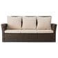 Hearth and Haven Outdoor Sofa with Black Wicker Frame in Beige, , large