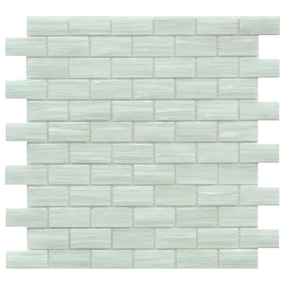 Emser Swirl Pearl 1" x 2" Rectangle on 12" x 12" Glass Mosaic Sheet, , large