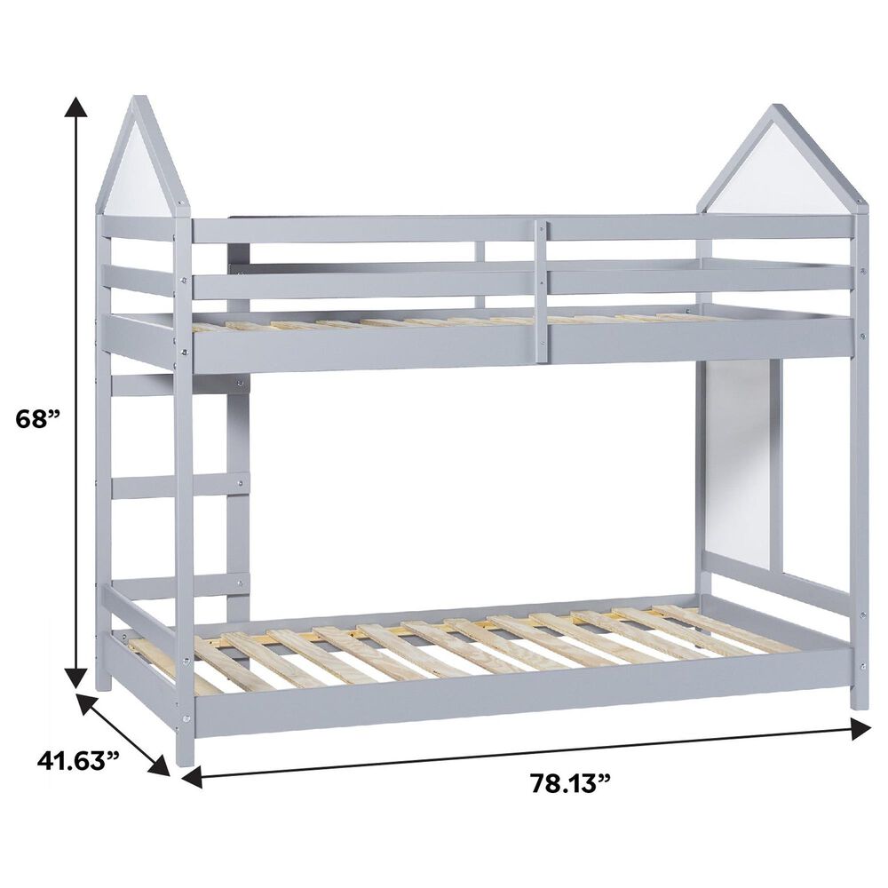 Walker Edison Skyler Twin over Twin Bunk Bed in Grey, , large