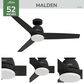 Hunter 52" Malden Matte Black Ceiling Fan with LED Light Kit and Handheld Remote, , large