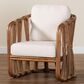 Baxton Studio Westham Arm Chair with Light Brown Rattan in White, , large