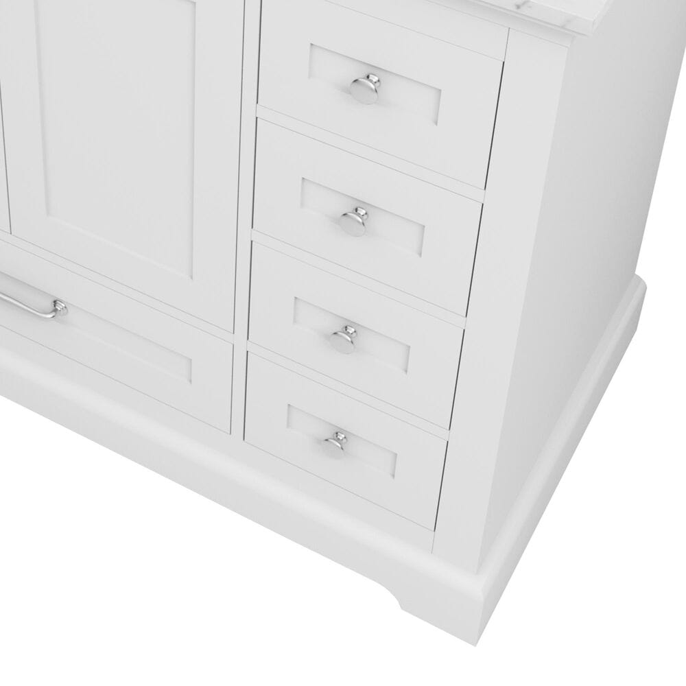 Lexora Home Dukes 48" Single Bathroom Vanity in White with 2 cm White Carrara Marble Top and Rectangular Sink, , large