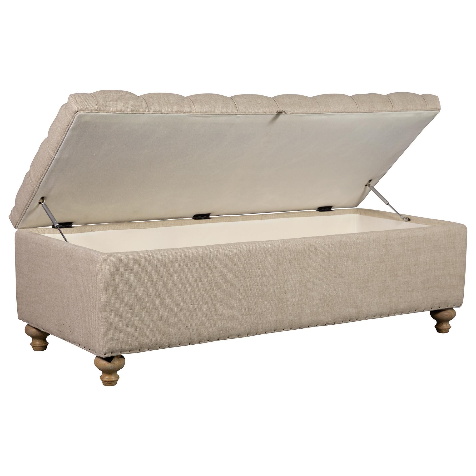 Beige bench sales with storage