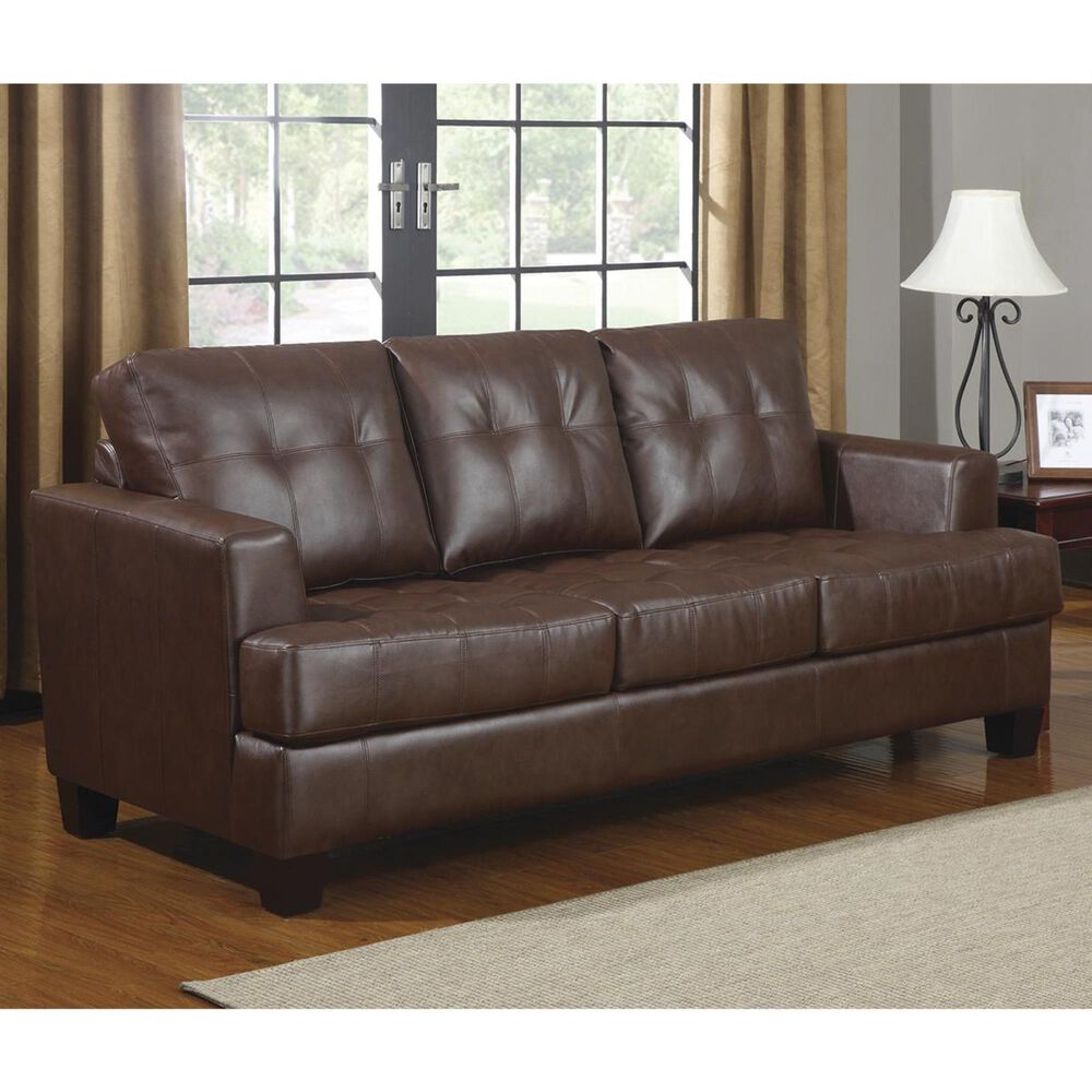 Pacific Landing Contemporary Brown Bonded Leather Sofa, , large