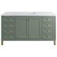 James Martin Vanities Chicago 60" Single Bathroom Vanity in Smokey Celadon with 3 cm Carrara White Marble Top and Rectangular Sink, , large