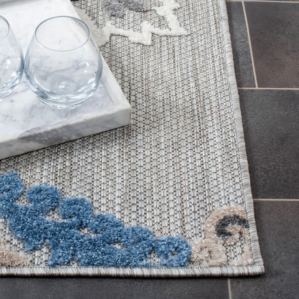 Safavieh Cabana CBN305F 6&#39;7&quot; Square Grey and Blue Indoor/Outdoor Area Performance Rug, , large