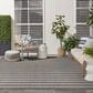 Nourison Positano POS03 Charcoal and Ivory 9" x 12" Indoor/Outdoor Area Rug, , large