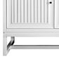 James Martin Vanities Athens 60" Single Bathroom Vanity in Glossy White with 3 cm Carrara White Marble Top and Rectangular Sink, , large
