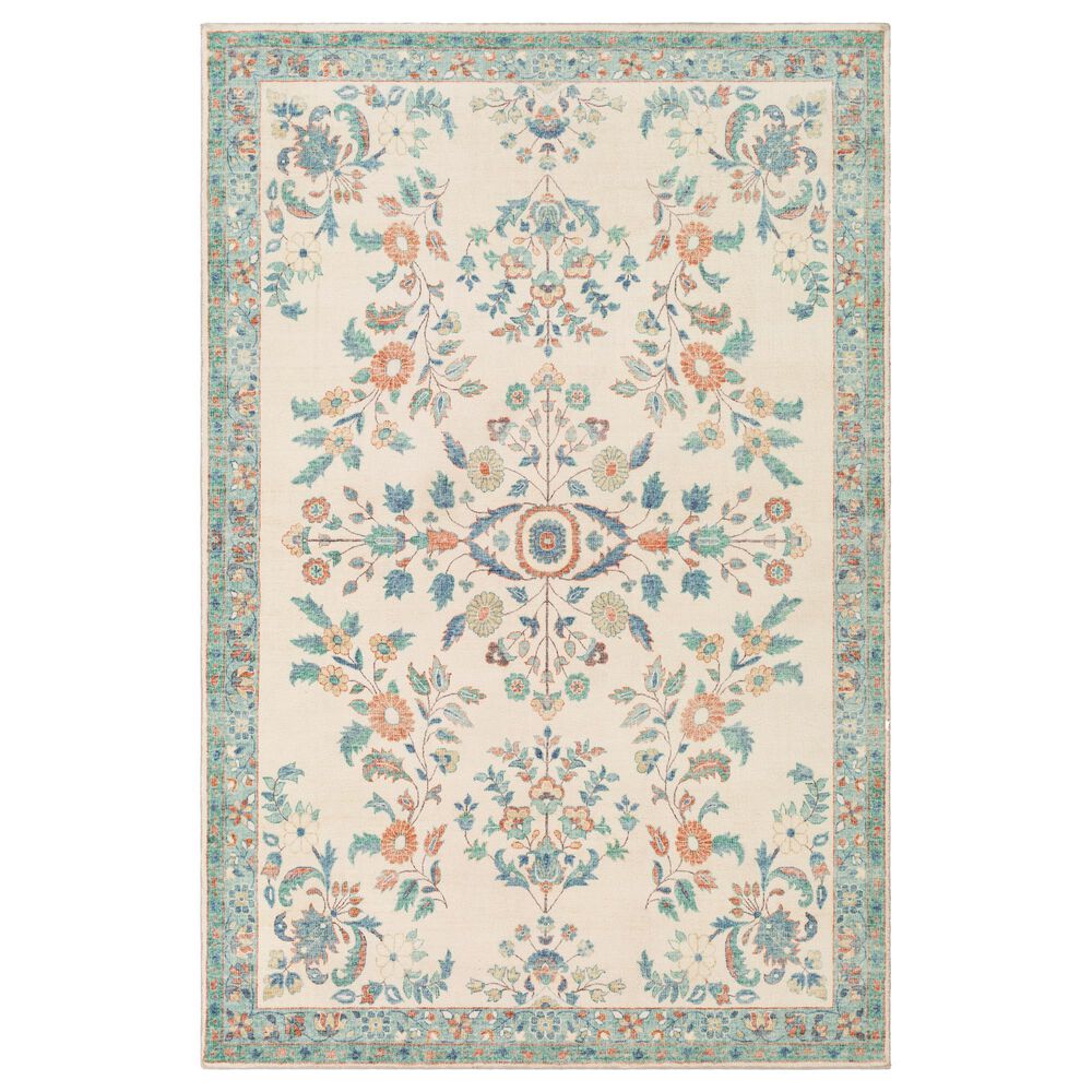 Surya Erin 2" x 3" Cream, Orange, Denim, Butter and Emerald Area Rug, , large