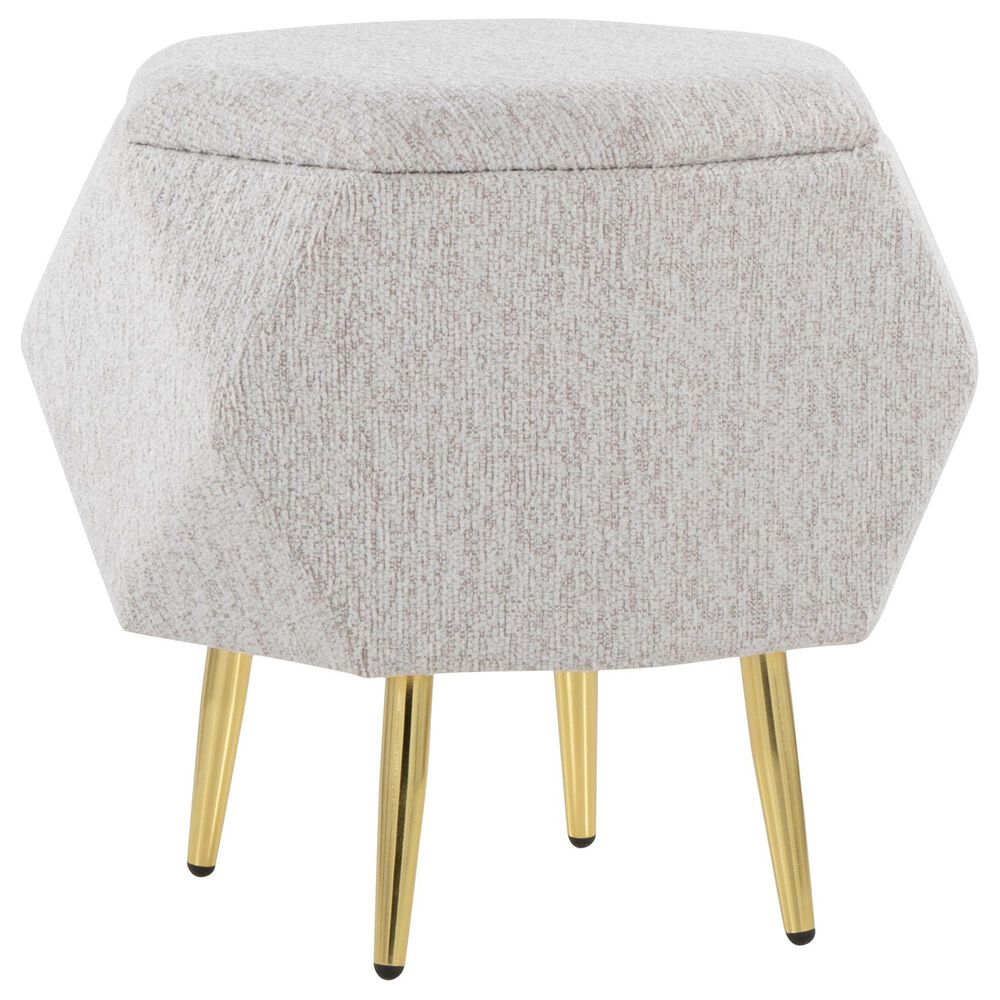 LumiSource Diamond Storage Ottoman in Light Grey, , large