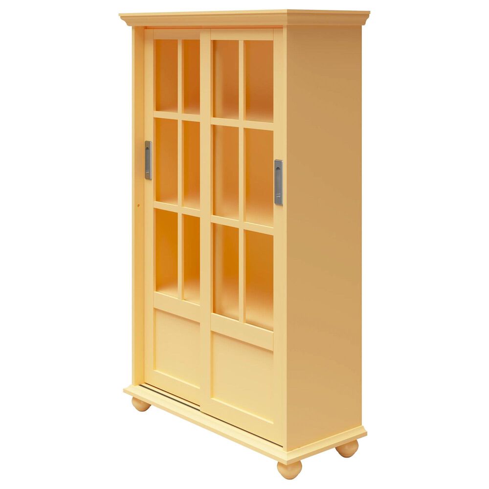 DHP Abbeywood Bookcase with Sliding Glass Doors in Sunlight Yellow, , large