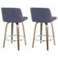 LumiSource Toriano Swivel Counter Stool with Blue Fabric Upholstery in Walnut and Chrome (Set of 2), , large