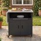 Hearth and Haven Outdoor Kitchen Island Cart with Dual Expandable Stainless Steel Tabletops in Black, , large