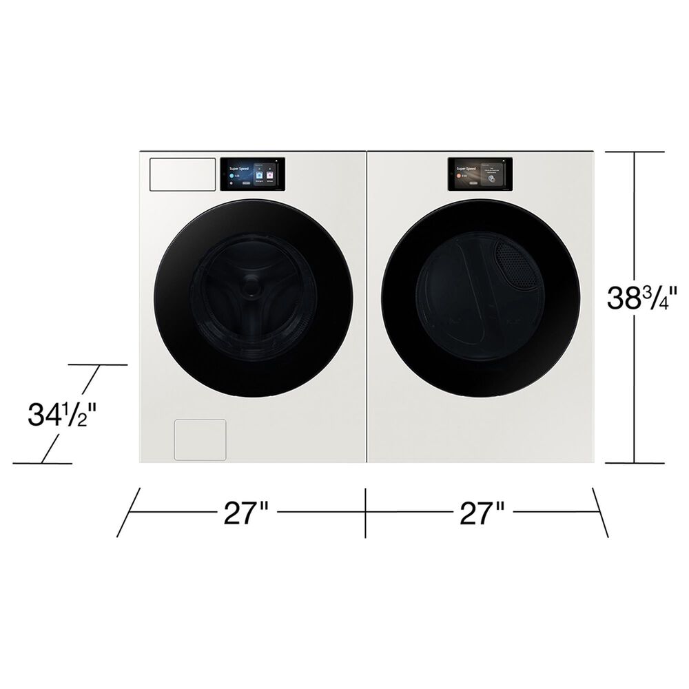 samsung Bespoke 5.3 Cu. Ft. Front Load Washer and 7.6 Cu. Ft. Front Load Electric Dryer in Ivory, , large