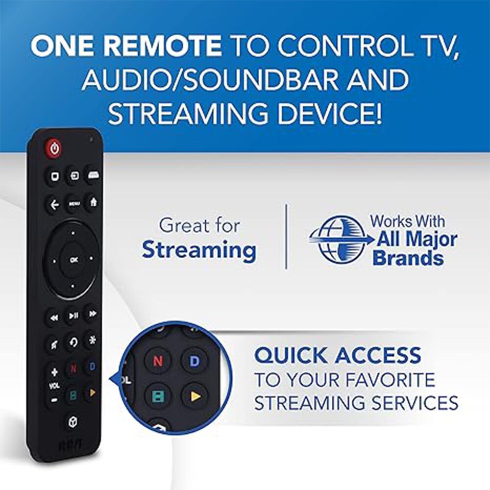 RCA Universal 3-Device Rechargeable Streaming Remote in Black, , large