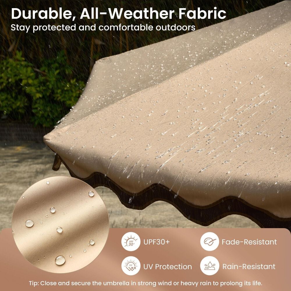 HOMLUX 10' Patio Umbrella with Lights in Khaki, , large
