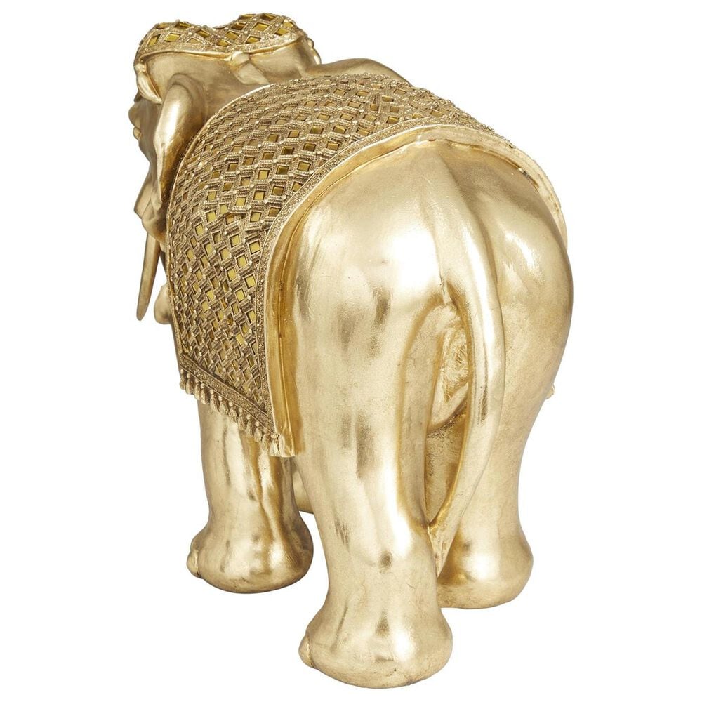 Maple and Jade Elephant Decorative Sculpture in Polished Gold, , large