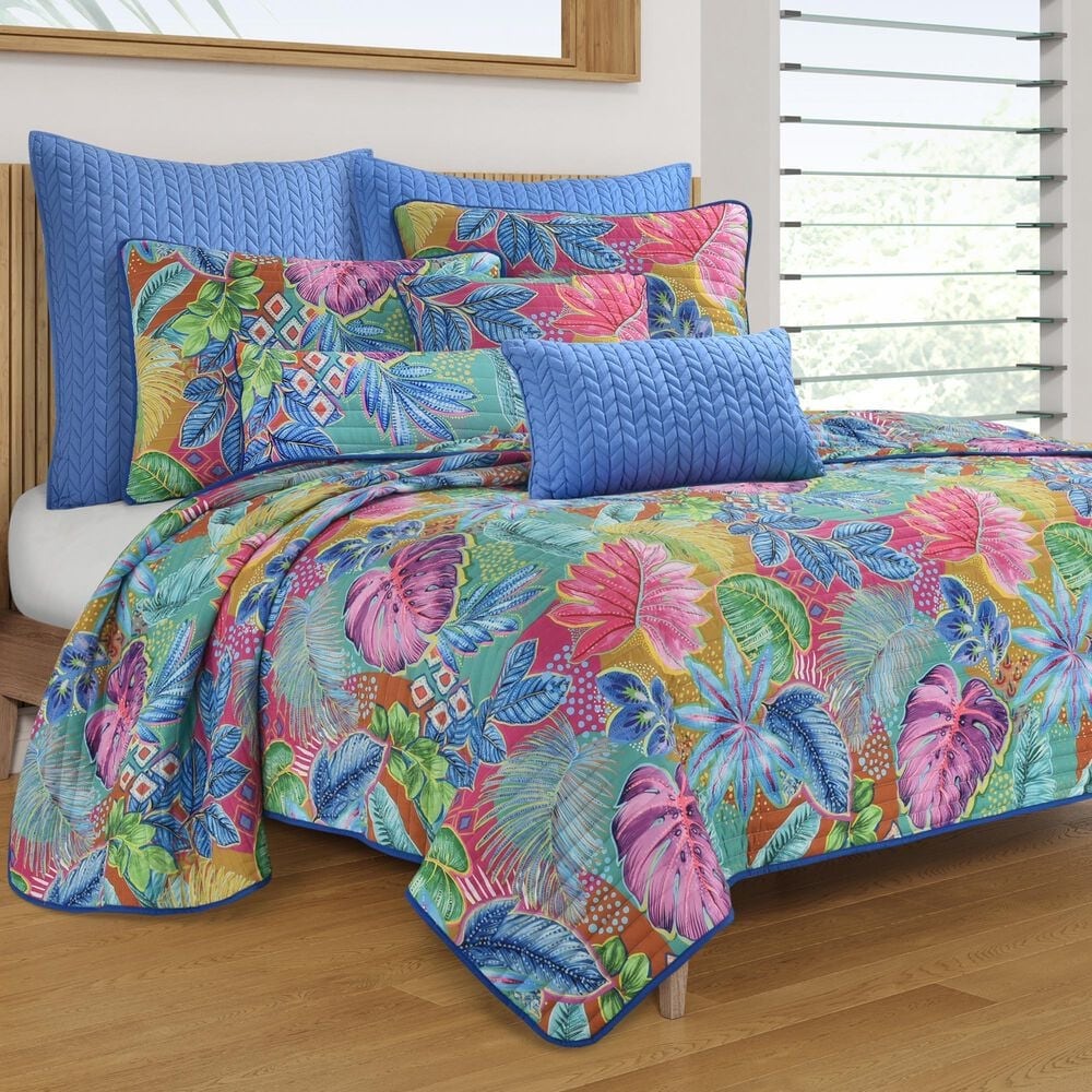 J. Queen Bold Hanalei 3-Piece King/California King Quilt Set in Turquoise, , large
