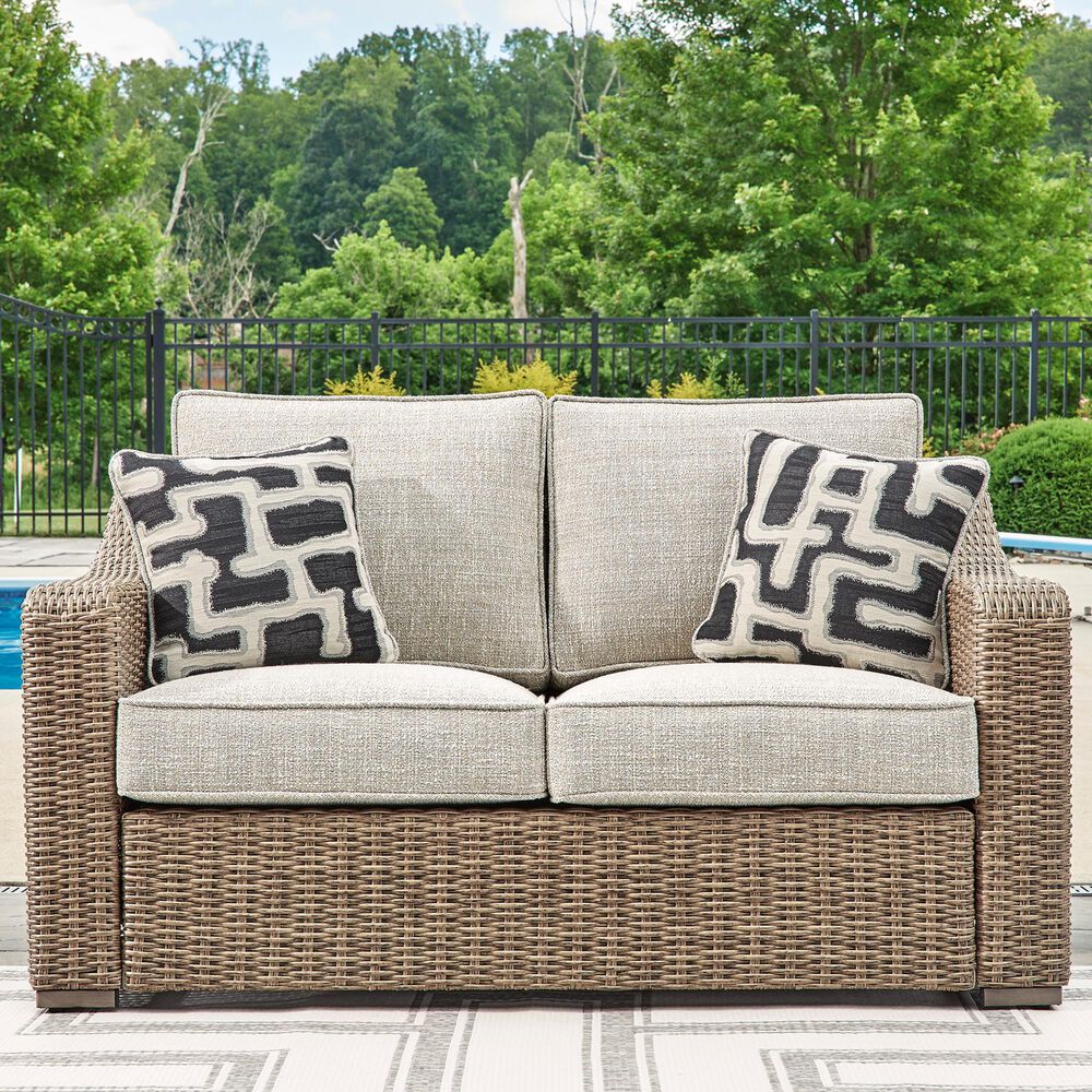 Ashley Beachcroft Patio Loveseat in Beige, , large
