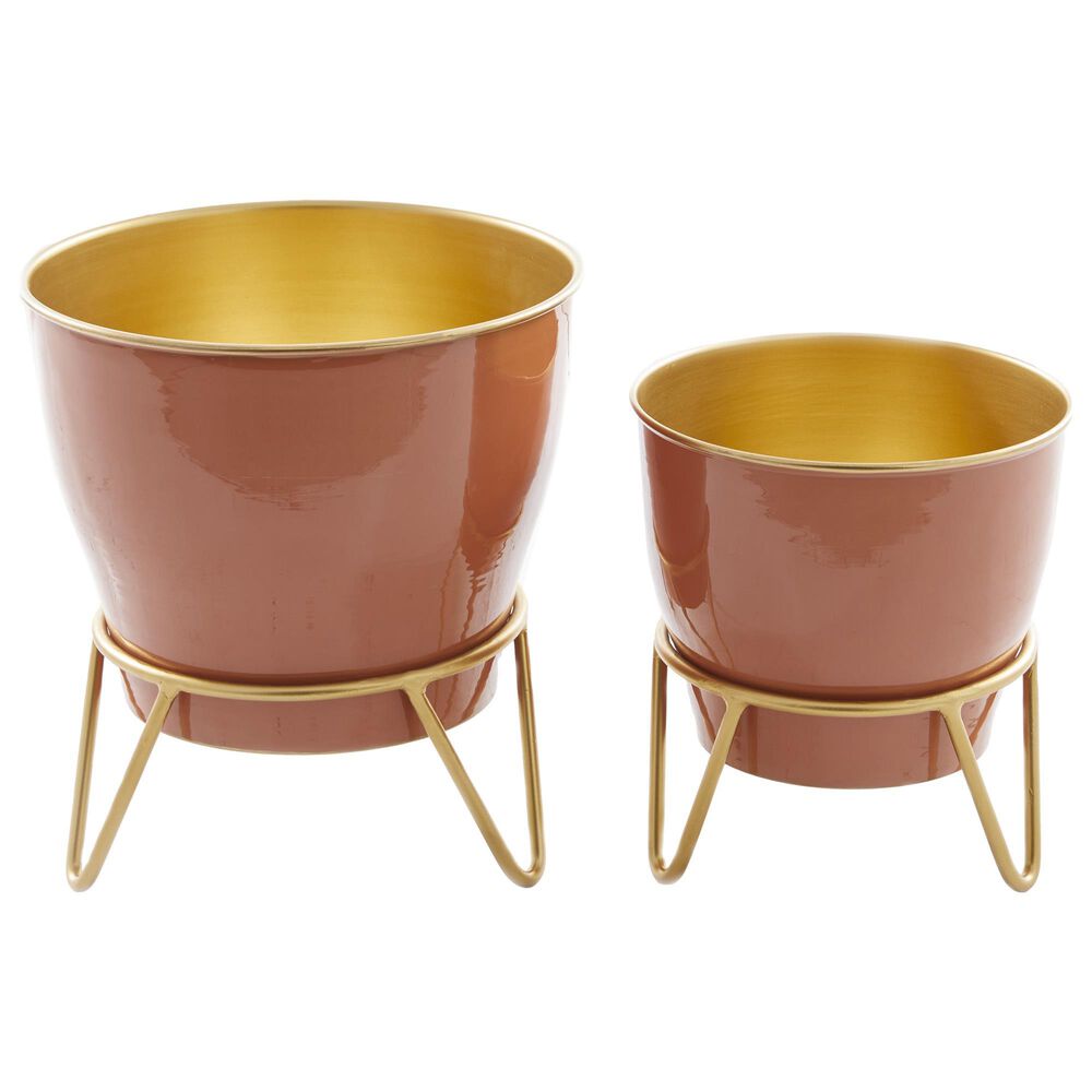 Maple and Jade Planter in Old Rose and Gold (Set of 2), , large