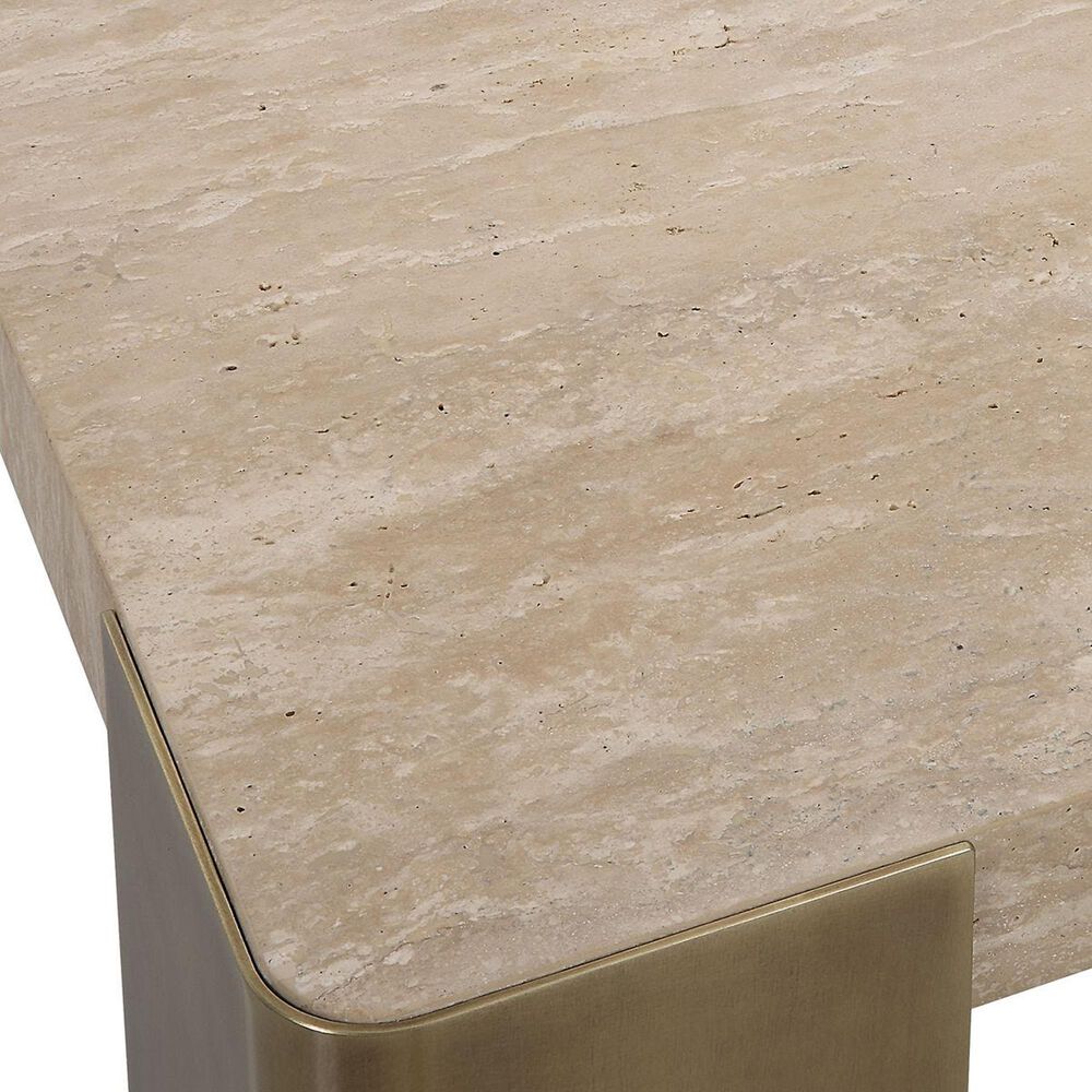 Uttermost Caress Coffee Table in Honey Beige and Antique Brass, , large