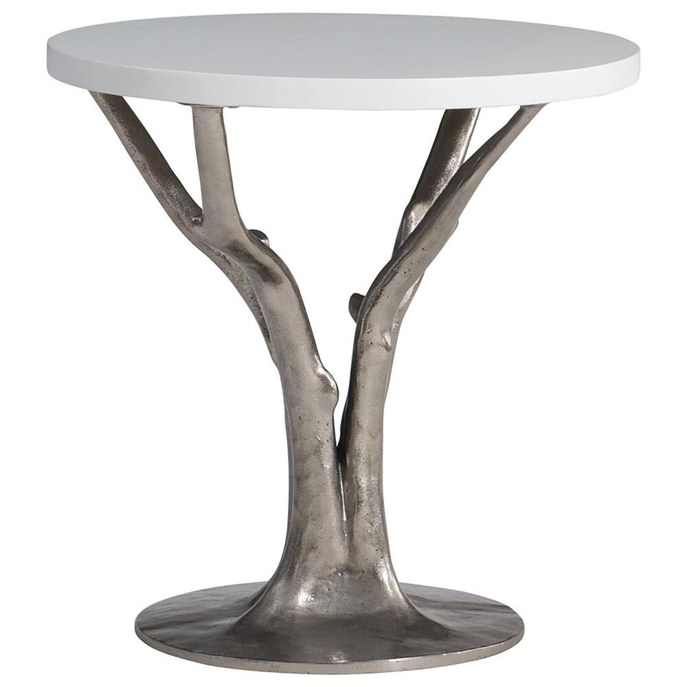 Bernhardt Cyprus End Table in Shiny Nickel and Bone - Table Only, , large