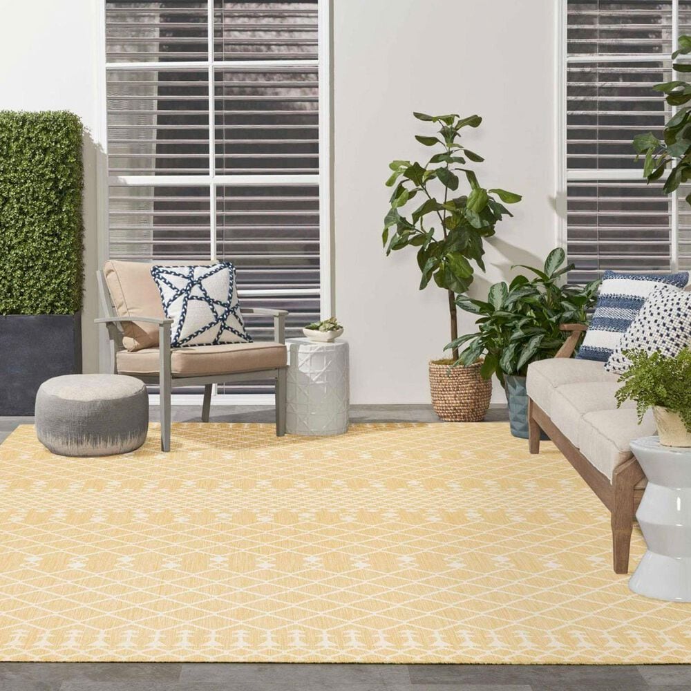 Nourison Positano Southwestern Yellow 9&#39; x 12&#39; Indoor/Outdoor Area Rug, , large