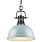 Golden Lighting Duncan 1-Light Pendant with Chain in Matte Black, , large