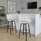 LumiSource Fabrico 30" Swivel Fixed-Height Bar Stool with Cream Noise Fabric Upholstery in Black and Glazed Walnut (Set of 2), , large