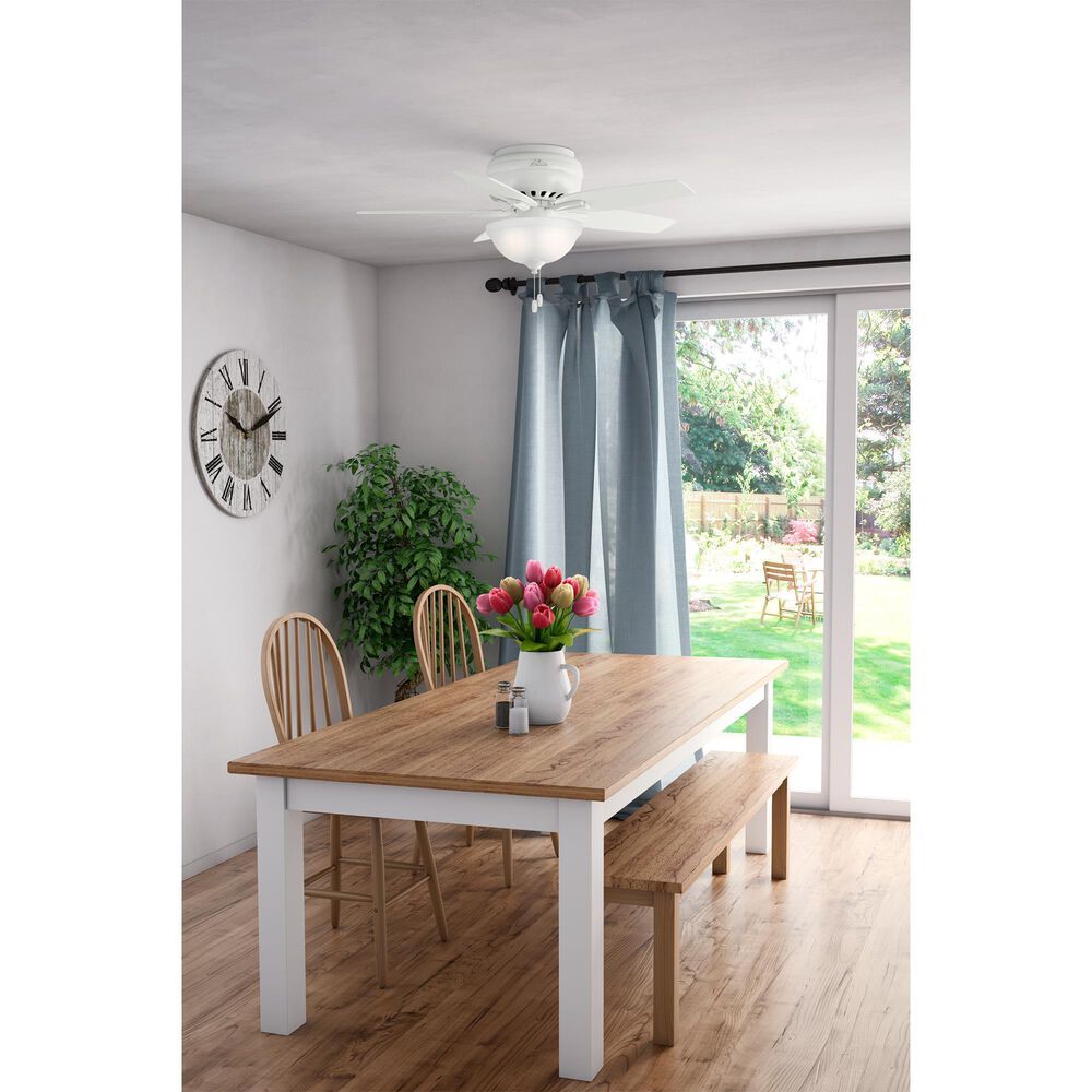 Hunter Newsome 42&quot; Low Profile Ceiling Fan with Light in Fresh White, , large